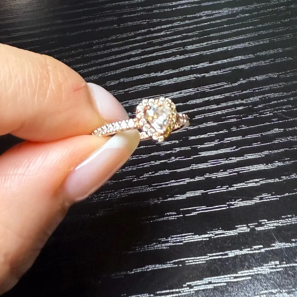 Pandora Rose Gold Heart Ring with Clear Stone - Picture 2 of 8